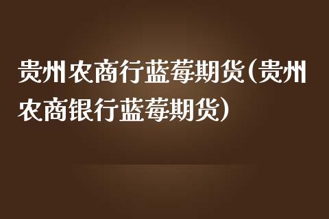 贵州农商行蓝莓期货(贵州农商银行蓝莓期货)_https://qh.lansai.wang_期货怎么玩_第1张