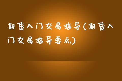 期货入门交易指导(期货入门交易指导要点)_https://qh.lansai.wang_期货理财_第1张