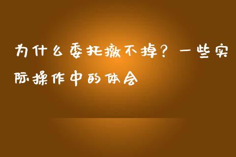 为什么委托撤不掉？一些实际操作中的体会_https://qh.lansai.wang_新股数据_第1张