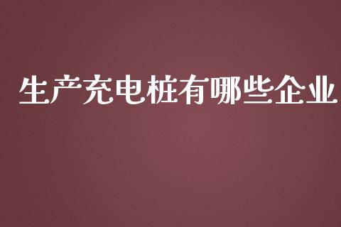 生产充电桩有哪些企业_https://qh.lansai.wang_期货喊单_第1张