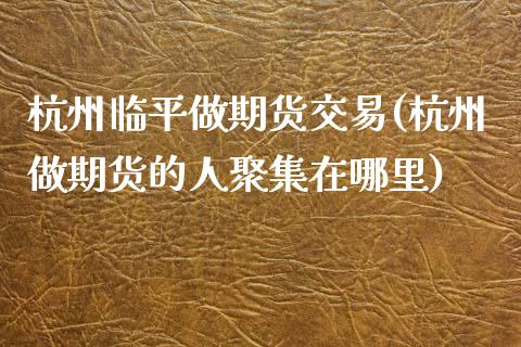 杭州临平做期货交易(杭州做期货的人聚集在哪里)_https://qh.lansai.wang_期货怎么玩_第1张