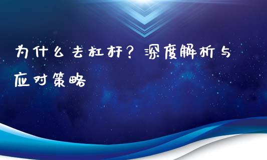 为什么去杠杆？深度解析与应对策略_https://qh.lansai.wang_期货怎么玩_第1张