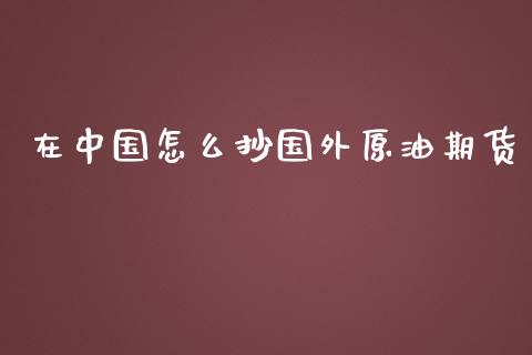 在中国怎么抄国外原油期货_https://qh.lansai.wang_期货怎么玩_第1张