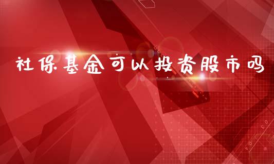 社保基金可以投资股市吗_https://qh.lansai.wang_期货理财_第1张