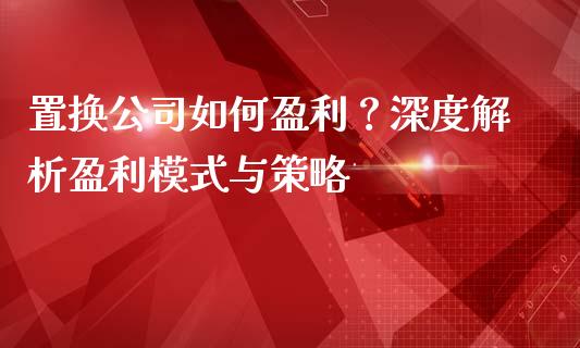 置换公司如何盈利？深度解析盈利模式与策略_https://qh.lansai.wang_海康威视股票_第1张