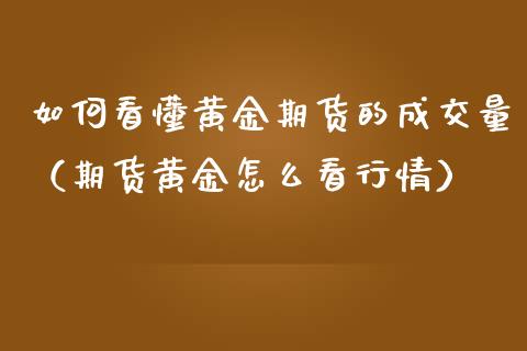 如何看懂黄金期货的成交量（期货黄金怎么看行情）_https://qh.lansai.wang_期货怎么玩_第1张