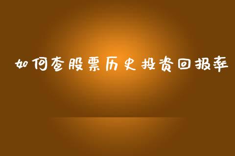 如何查股票历史投资回报率_https://qh.lansai.wang_期货喊单_第1张