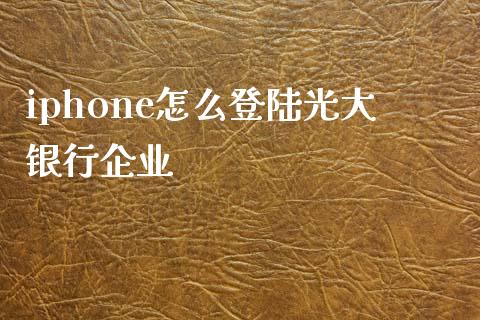 iphone怎么登陆光大银行企业_https://qh.lansai.wang_股票技术分析_第1张