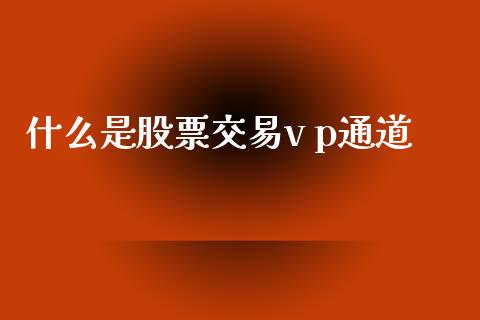 什么是股票交易v p通道_https://qh.lansai.wang_新股数据_第1张