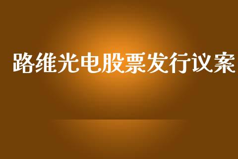路维光电股票发行议案_https://qh.lansai.wang_期货理财_第1张