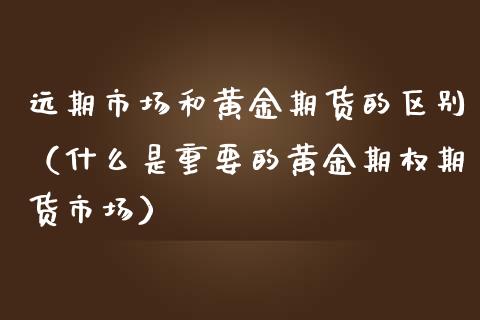 远期市场和黄金期货的区别（什么是重要的黄金期权期货市场）_https://qh.lansai.wang_期货理财_第1张