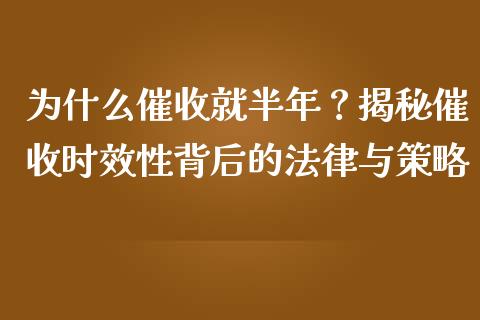 为什么催收就半年？揭秘催收时效性背后的法律与策略_https://qh.lansai.wang_新股数据_第1张