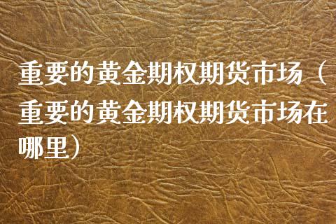 重要的黄金期权期货市场（重要的黄金期权期货市场在哪里）_https://qh.lansai.wang_期货理财_第1张