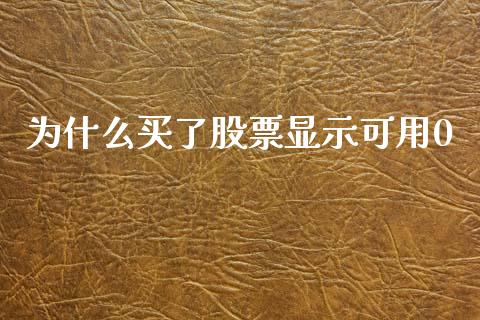 为什么买了股票显示可用0_https://qh.lansai.wang_新股数据_第1张