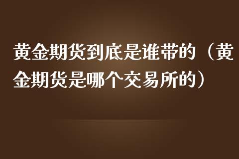 黄金期货到底是谁带的（黄金期货是哪个交易所的）_https://qh.lansai.wang_期货喊单_第1张
