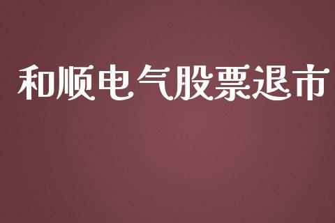 和顺电气股票退市_https://qh.lansai.wang_期货怎么玩_第1张