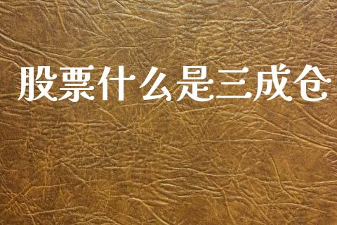股票什么是三成仓_https://qh.lansai.wang_新股数据_第1张