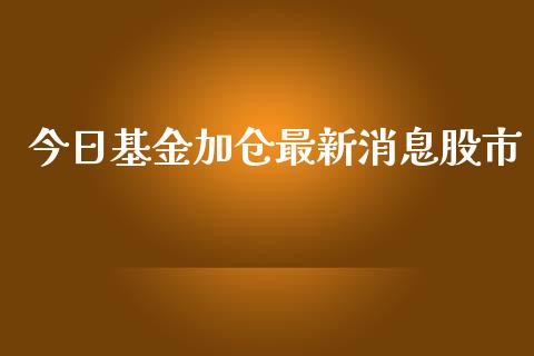 今日基金加仓最新消息股市_https://qh.lansai.wang_期货理财_第1张