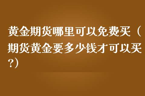 黄金期货哪里可以免费买（期货黄金要多少钱才可以买?）_https://qh.lansai.wang_期货理财_第1张