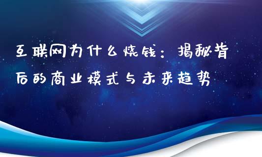 互联网为什么烧钱：揭秘背后的商业模式与未来趋势_https://qh.lansai.wang_期货理财_第1张