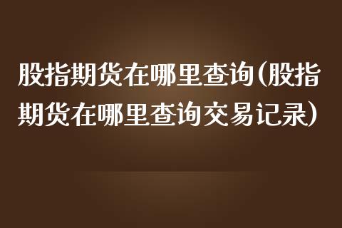 股指期货在哪里查询(股指期货在哪里查询交易记录)_https://qh.lansai.wang_期货喊单_第1张