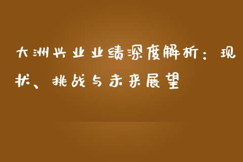 大洲兴业业绩深度解析：现状、挑战与未来展望_https://qh.lansai.wang_期货理财_第1张