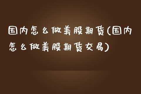 国内怎么做美股期货(国内怎么做美股期货交易)_https://qh.lansai.wang_期货喊单_第1张