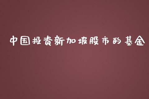 中国投资新加坡股市的基金_https://qh.lansai.wang_期货理财_第1张