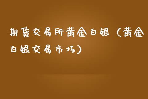 期货交易所黄金白银（黄金白银交易市场）_https://qh.lansai.wang_期货理财_第1张