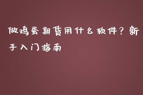 做鸡蛋期货用什么软件？新手入门指南_https://qh.lansai.wang_海康威视股票_第1张