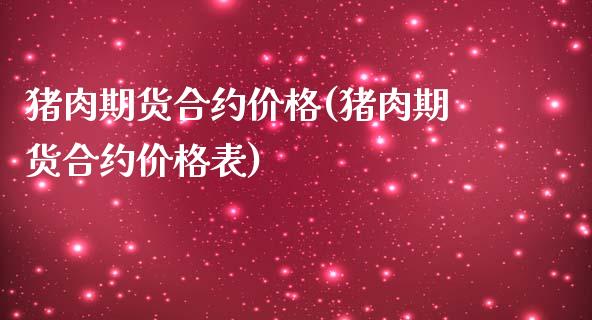 猪肉期货合约价格(猪肉期货合约价格表)_https://qh.lansai.wang_期货怎么玩_第1张