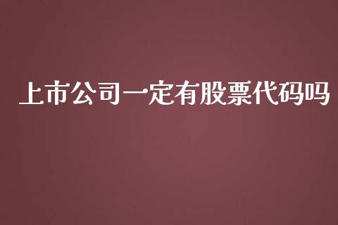 上市公司一定有股票代码吗_https://qh.lansai.wang_期货喊单_第1张
