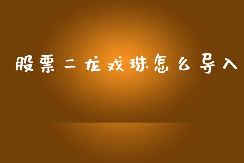 股票二龙戏珠怎么导入_https://qh.lansai.wang_期货怎么玩_第1张