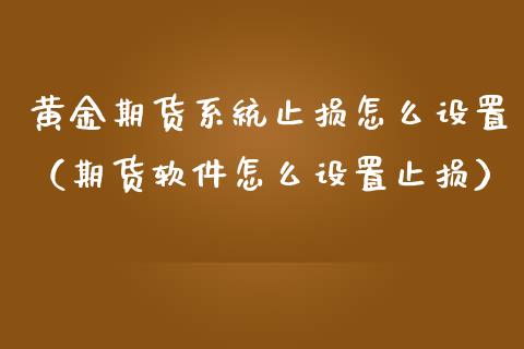 黄金期货系统止损怎么设置（期货软件怎么设置止损）_https://qh.lansai.wang_期货怎么玩_第1张