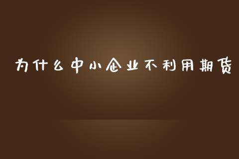 为什么中小企业不利用期货_https://qh.lansai.wang_期货喊单_第1张