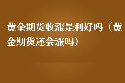 黄金期货收涨是利好吗（黄金期货还会涨吗）_https://qh.lansai.wang_股票技术分析_第1张