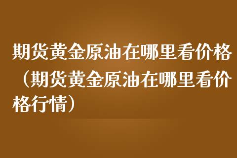 期货黄金原油在哪里看价格（期货黄金原油在哪里看价格行情）_https://qh.lansai.wang_期货喊单_第1张