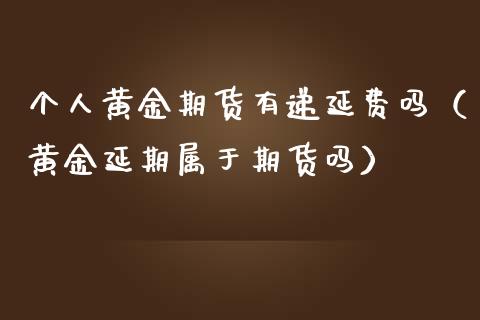 个人黄金期货有递延费吗（黄金延期属于期货吗）_https://qh.lansai.wang_期货理财_第1张