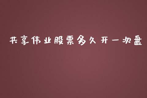 共享伟业股票多久开一次盘_https://qh.lansai.wang_新股数据_第1张