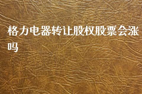 格力电器转让股权股票会涨吗_https://qh.lansai.wang_期货怎么玩_第1张