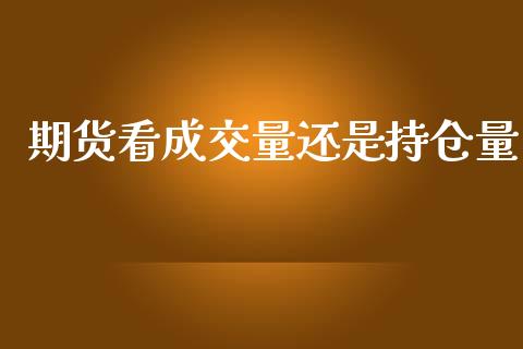 期货看成交量还是持仓量_https://qh.lansai.wang_期货理财_第1张