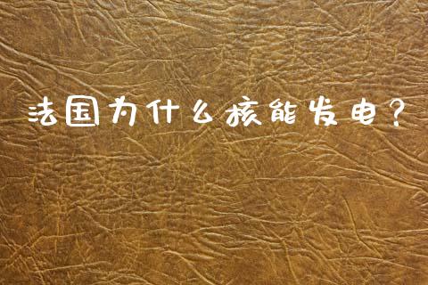 法国为什么核能发电？_https://qh.lansai.wang_股票新闻_第1张
