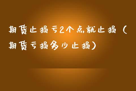 期货止损亏2个点就止损（期货亏损多少止损）_https://qh.lansai.wang_海康威视股票_第1张