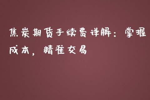 焦炭期货手续费详解：掌握成本，精准交易_https://qh.lansai.wang_股票技术分析_第1张