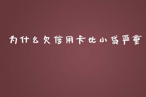 为什么欠信用卡比小贷严重_https://qh.lansai.wang_期货怎么玩_第1张