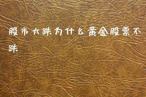 股市大跌为什么黄金股票不跌_https://qh.lansai.wang_期货理财_第1张