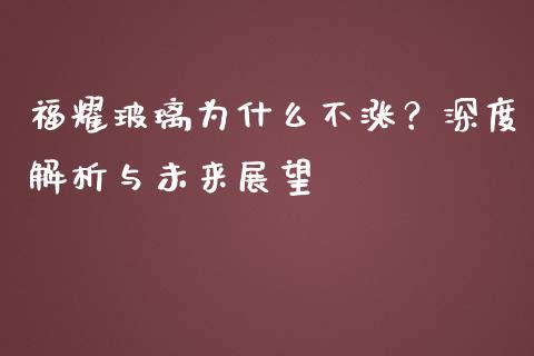 福耀玻璃为什么不涨？深度解析与未来展望_https://qh.lansai.wang_新股数据_第1张