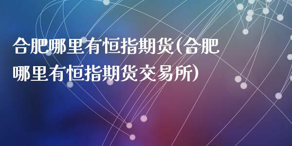 合肥哪里有恒指期货(合肥哪里有恒指期货交易所)_https://qh.lansai.wang_期货喊单_第1张