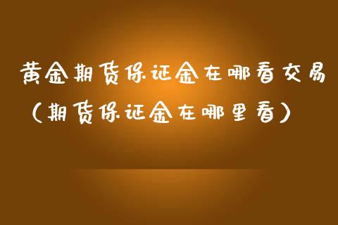 黄金期货保证金在哪看交易（期货保证金在哪里看）_https://qh.lansai.wang_期货喊单_第1张