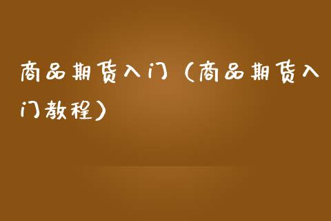 商品期货入门（商品期货入门教程）_https://qh.lansai.wang_海康威视股票_第1张